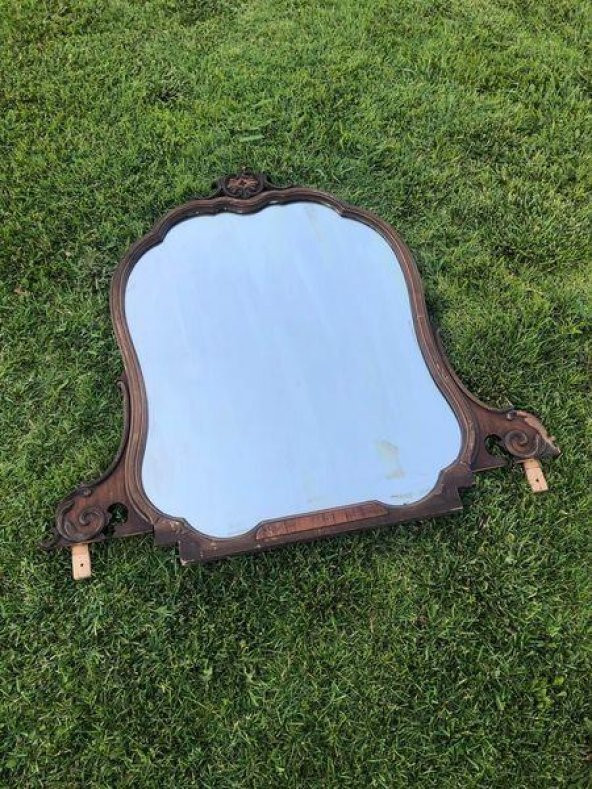 Vintage Ahşap Çerçeveli Oymalı Şifoniyer Aynası 76x106cm - Dekoratif Ayna ürün görseli 1