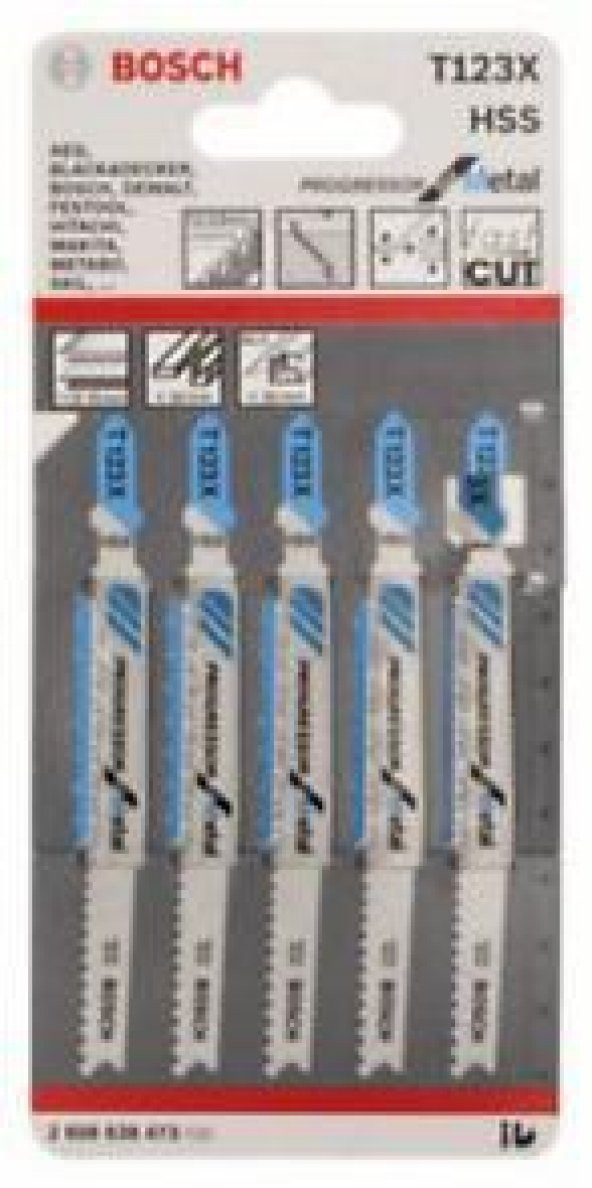 BOSCH Dekupaj Bıçağı ProgreforMetal T123X 5´li 2.608.638.473 ürün görseli 1