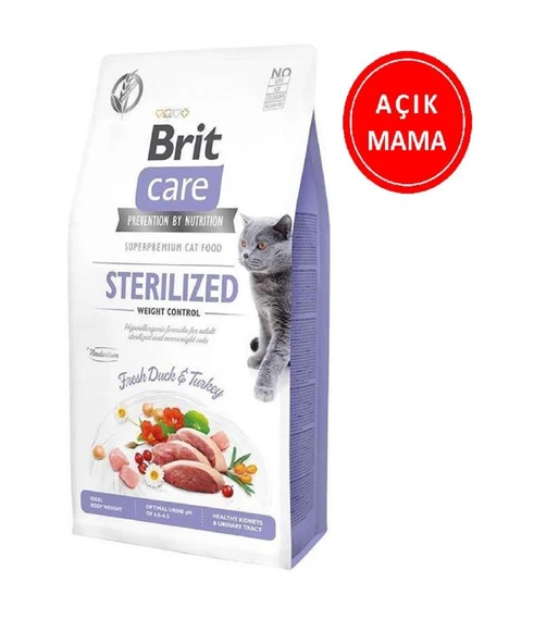 Brit Care Hypoallergenic Sterilised Ördekli Tahılsız Kısırlaştırılmış Kedi Maması 1 kg AÇIK ürün görseli 1