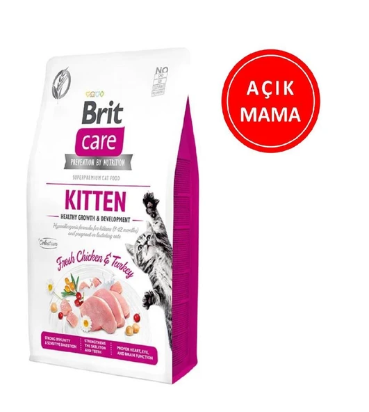 Brit Care Hypoallergenic Kitten Tavuklu ve Hindili Tahılsız Yavru Kedi Maması 1 kg AÇIK ürün görseli 1