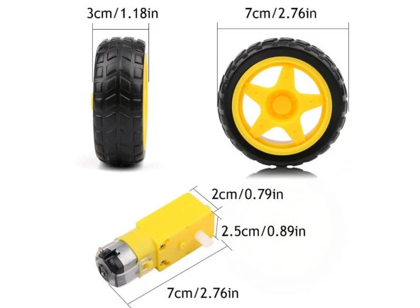 6 V 250 RPM Motor ve Tekerlek Seti ürün görseli 1