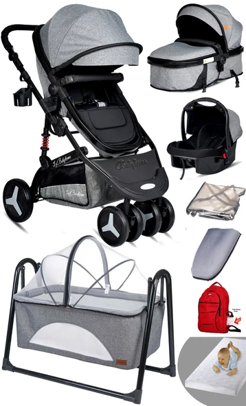 Yeni Ekonomi Paket 8 İn 1 Baby Home 945 Travel Sistem Bebek Arabası 340 Anne Yanı Bebek Sapeti Beşik ürün görseli 1