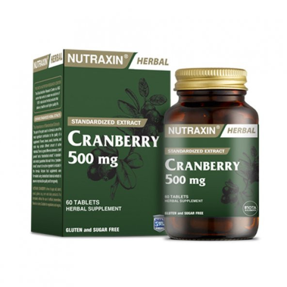 Nutraxin Cranberry 500 mg Takviye Edici Gıda 60 Tablet ürün görseli 1