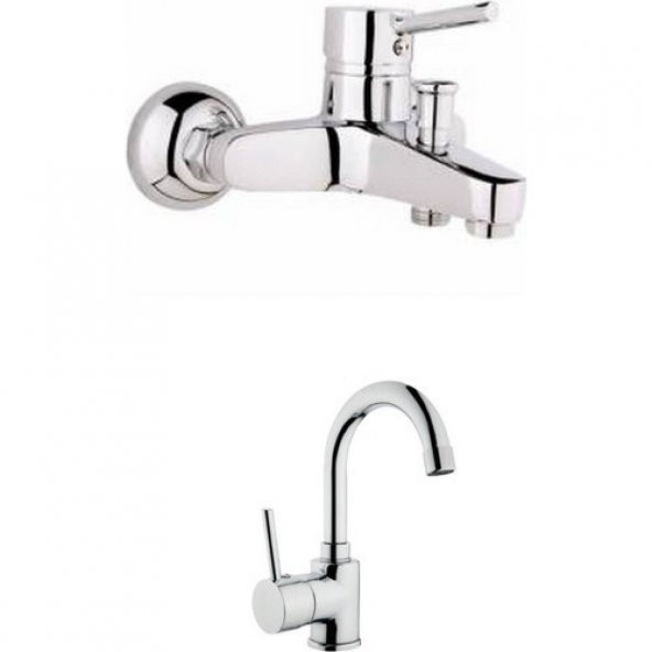 İnventa Delta Lavabo Bataryası + Aç Kapa Banyo Bataryası ürün görseli 1