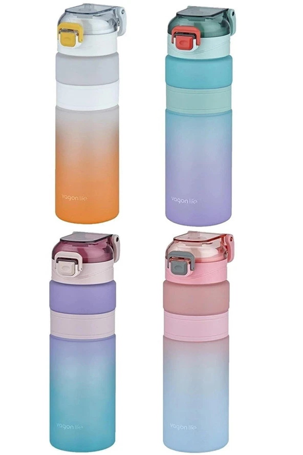 Vagonlife 800 ML Çift Renk Kaydırmaz Silikon Gövde Motivasyon Su Matarası (Karışık Renk 1 Adet) ürün görseli 1