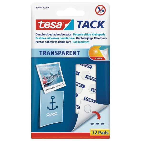 Tesa Tack Çift Taraflı Ped Yapıştıcı Şeffaf 72 Adet ürün görseli 1