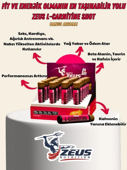 Zeus Nutrition L-carnitine 3000 24 Adet Yağ Yakıcı (MANGO AROMA ) ürün görseli 1