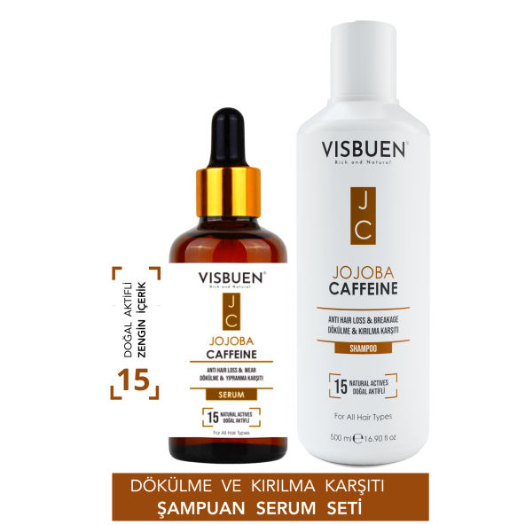 Jojoba & Kafein Saç Dökülmesine ve Yıpranma Kırılmaya Karşı Şampuan & Serum Seti ürün görseli 1