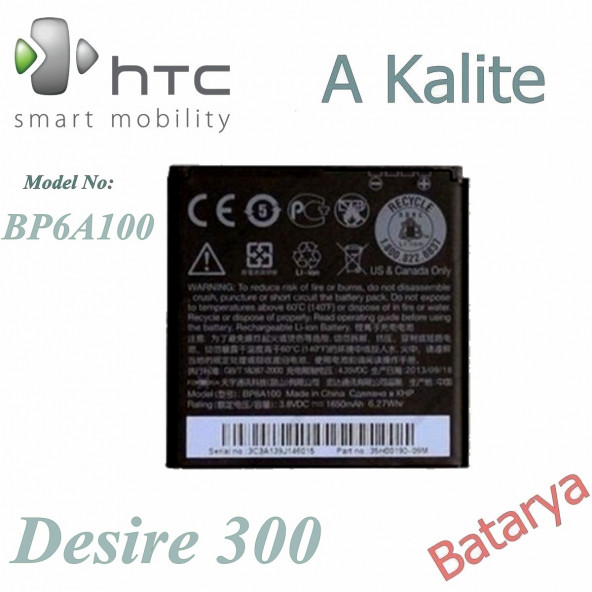 HTC Desire 300 Batarya HTC BP6A100 Uyumlu Yedek Batarya ürün görseli 1