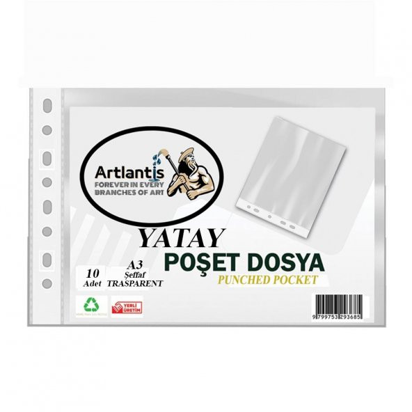 A3 Poşet Dosya Yatay 10 lu Şeffaf Föy Dosya 1 Paket Ofis Okul Büro Kenarı Delikli Poşet Dosya ürün görseli 1