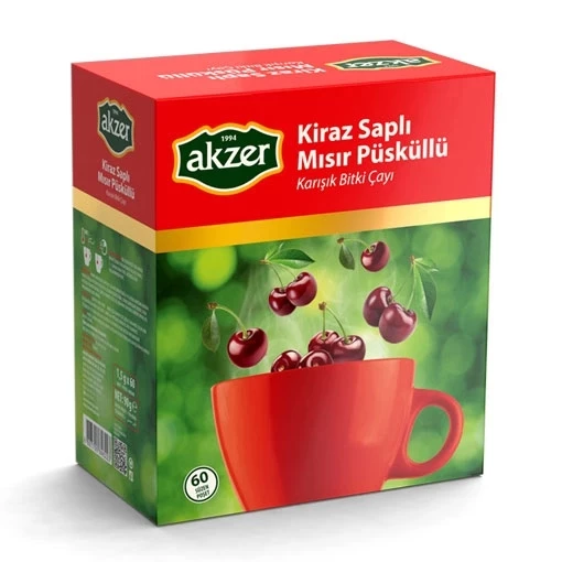 Akzer Kiraz Saplı Mısır Püsküllü Çay - 60 Süzen Poşet ürün görseli 1