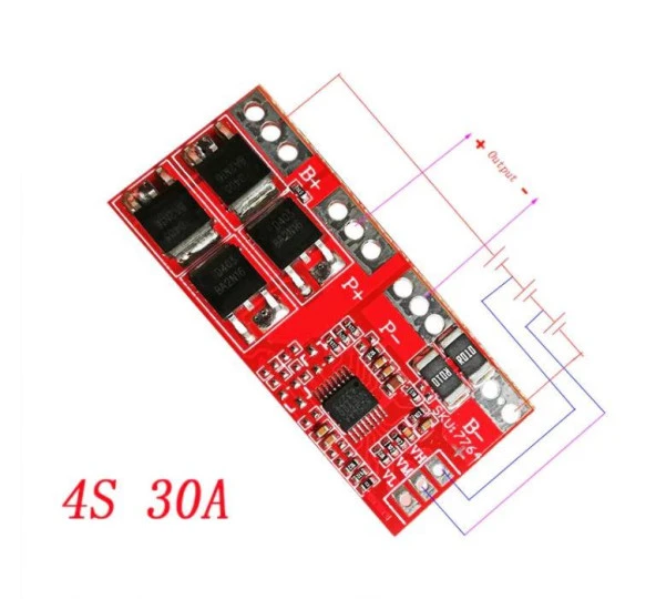4S 30A BMS 14.8V 18650 Lityum LiPo Pil Şarj Koruma Modülü ürün görseli 1