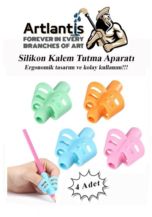 Kalem Tutma Aparatı Pastel Renkler 4 lü 1 Paket Silikon Kolay Tutma Aparatı 4 Renk ürün görseli 1