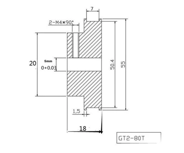 Gt2 6mm 80 Diş Kasnak (İç Çap 5 mm) - Resim 7