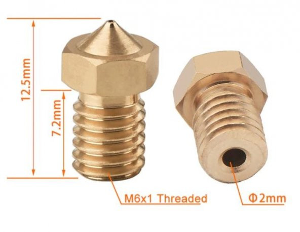 0.3 mm V6 Pirinç Nozzle - Resim 4