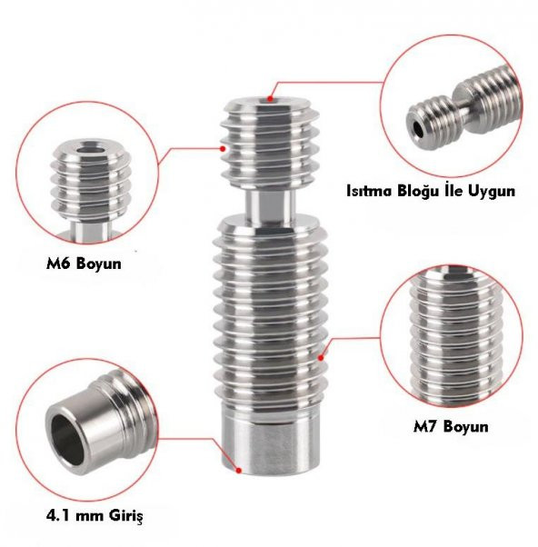 M6-M7 Setli Teflonlu Barrel(3x2 Teflonlu) - Resim 3