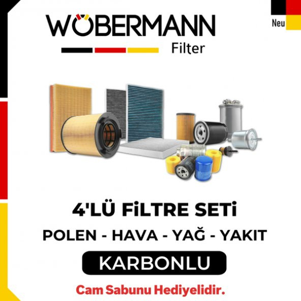 Wöbermann Toyota Corolla 1.4 D4D Filtre Bakım Seti 2010-2018 4lü Karbonlu ürün görseli 1