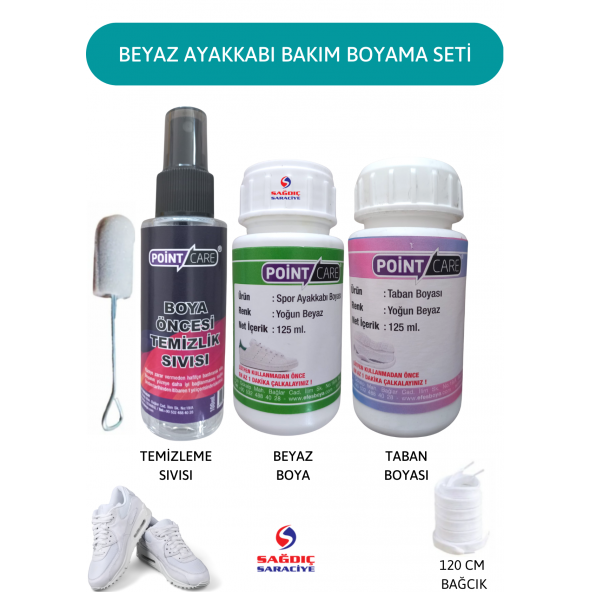 Point Care Beyaz Spor Ayakkabı Taban & Deri Boyası Ve Point Care Temizleme Sıvısı point088 ürün görseli 1