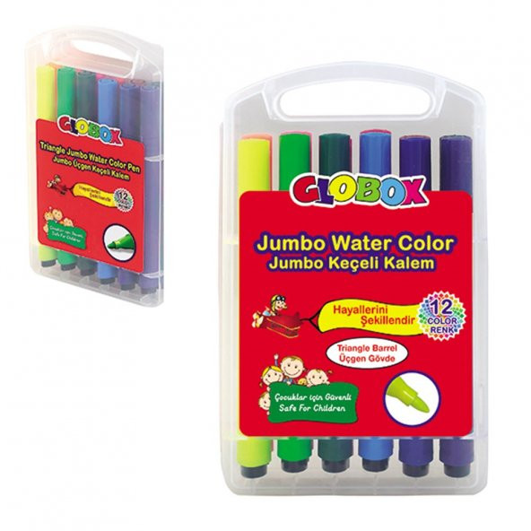 Globox 1128 Jumbo Üçgen Keçeli Boya Kalemi 12 Renk – 12 Li Paket ürün görseli 1