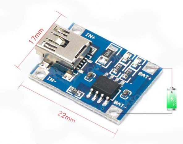 TP4056 1A Lipo – Li-on Pil Şarj Devresi Mini USB(Sarj Korumalı) ürün görseli 1