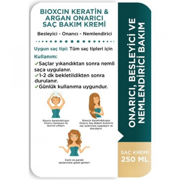 BIOXCIN KERATIN ARGAN SAC BAKIM KREMI 250ML ürün görseli 1