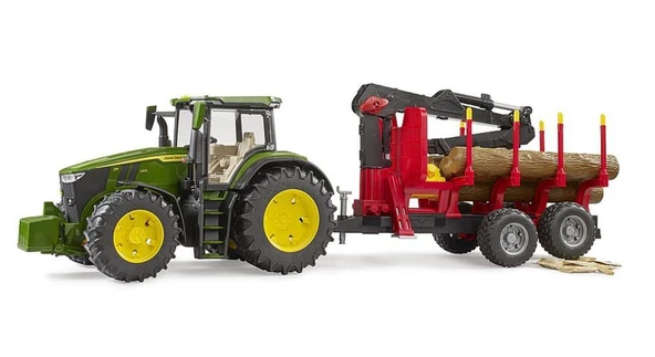 Bruder John Deere 7R 350 Traktör ve Kütük Taşıyan Vinçli Römork ürün görseli 1