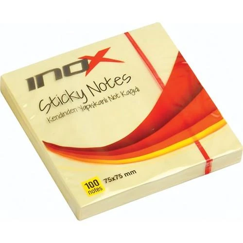 İnox 75 x 75 Yapışkanlı Not Kağıdı 100 Yp Sarı ürün görseli 1