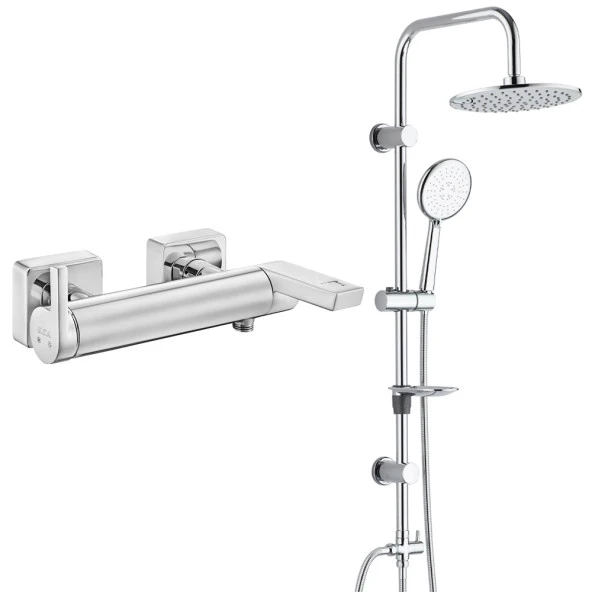 ECA İcon Banyo Bataryası+T-MAY Banyo Bostan Oval Tepe Duş Takımı Seti Paslanmaz Krom ürün görseli 1