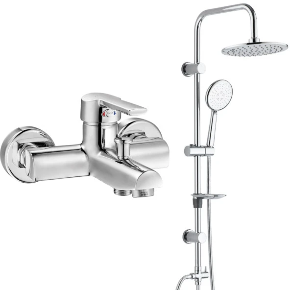ECA Delta Banyo Bataryası+T-MAY Banyo Bostan Oval Tepe Duş Takımı Seti Paslanmaz Krom ürün görseli 1
