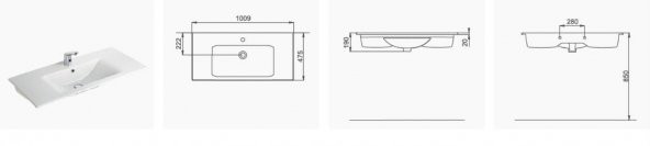 Seramiksan Luna Flat Lavabo 80Cm - Resim 2