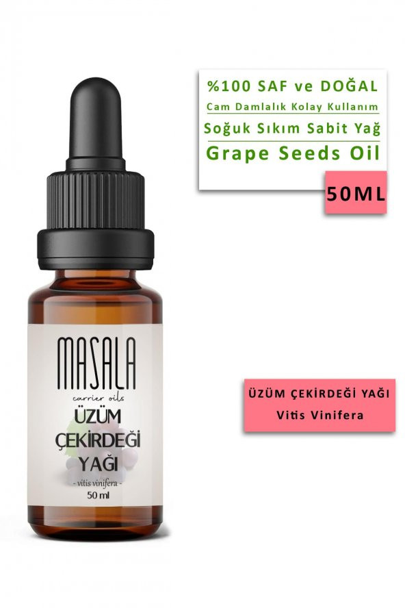 Masala Üzüm Çekirdeği Yağı 50 ml. Soğuk Pres (Grapeseed Oil) ürün görseli 1