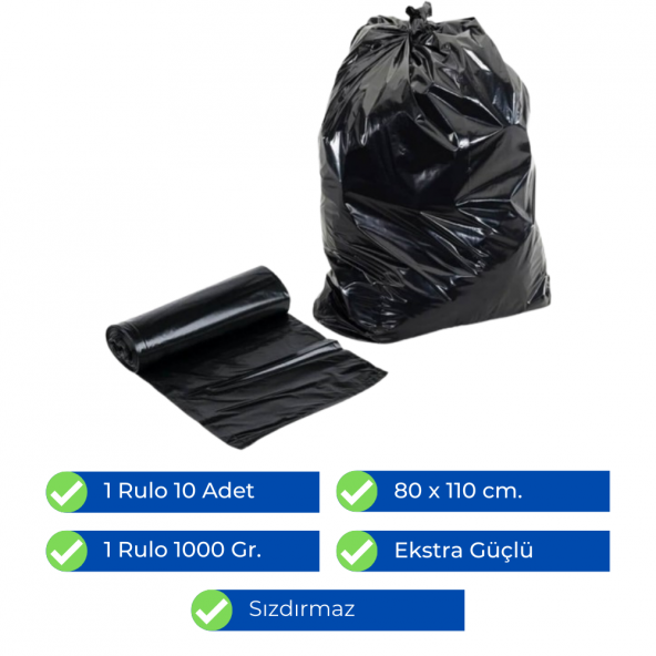 Newtechplast Endüstriyel Kalın Jumbo Çöp Torbası 1000 gr.x1 Rulo ürün görseli 1