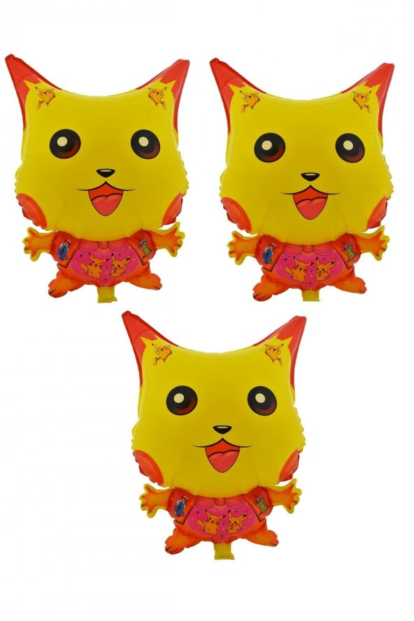 Pikachu 3 Adet Büyük Boy 41cmx54cm Folyo Balon (helyum) No:2 ürün görseli 1