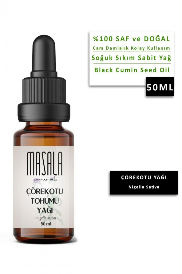 Masala Çörekotu Yağı 50 ml. Soğuk Pres (Black Cumin Seed Carrier Oil) ürün görseli 1