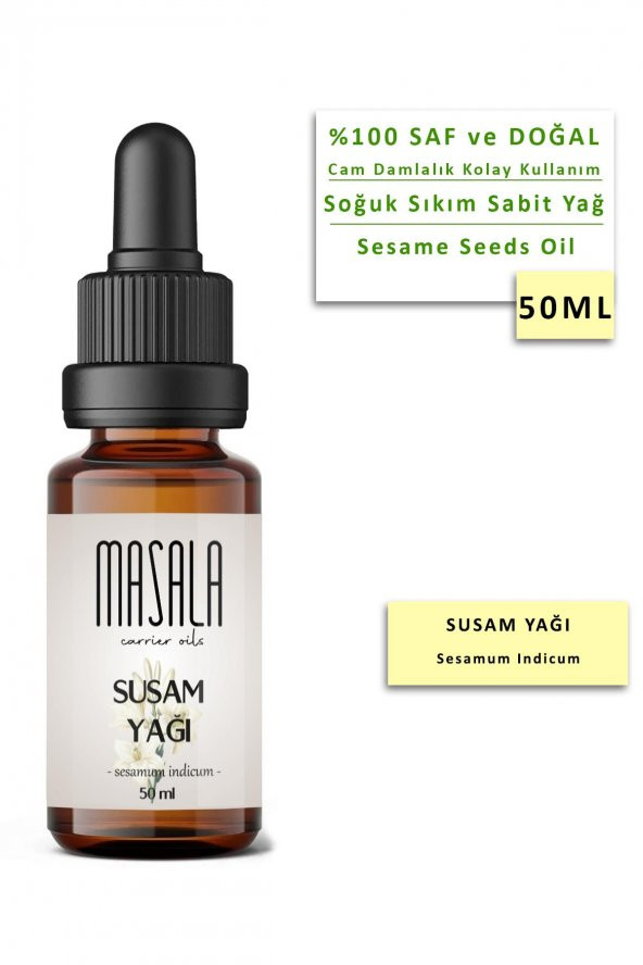 Masala Susam Yağı 50 ml. Soğuk Pres (Sesame Seed Carrier Oil) ürün görseli 1