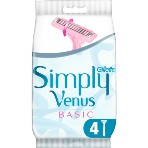 Gillette Simply Venus Basic 3 Bıçaklı 4'lü Tıraş Bıçağı ürün görseli 1