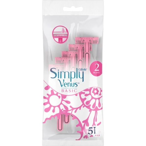 Gillette Simply Venus Basic 2 Bıçaklı 5'li Tıraş Bıçağı ürün görseli 1