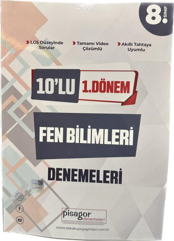 8. Sınıf Zeka Küpü Fen Bilimleri 10lu Pisagor Denemesi 1.Dönem ürün görseli 1