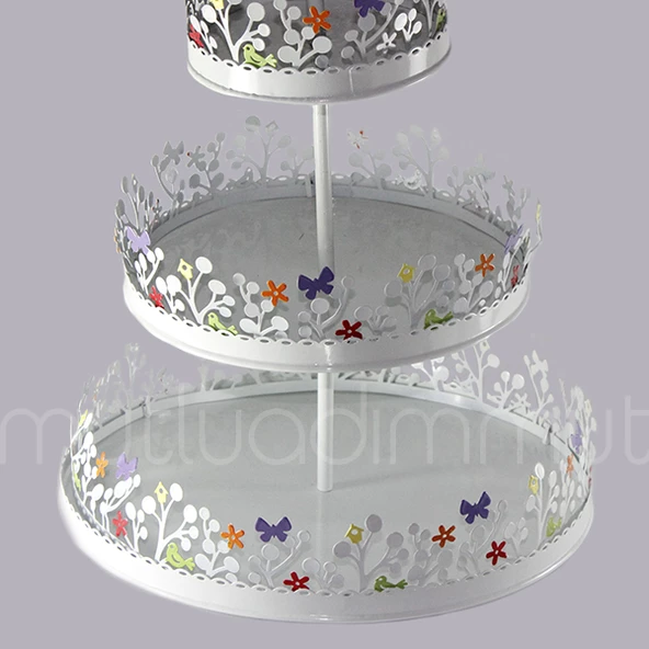 Renkli Metal Cupcake Standı 3 Katlı ürün görseli 1