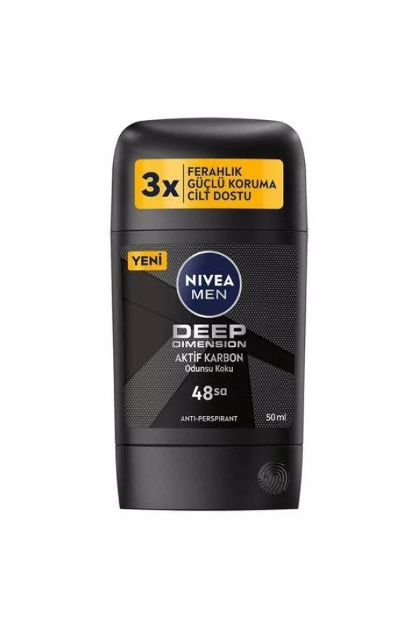 Nivea Men Deep Dimension Aktif Karbon Odunsu Koku Stick Deodorant 50 ml ürün görseli 1