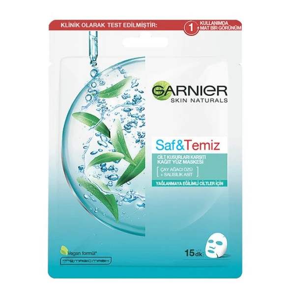 Garnier Saf&Temiz Cilt Kusurları Karşıtı Kağıt Yüz Maskesi ürün görseli 1