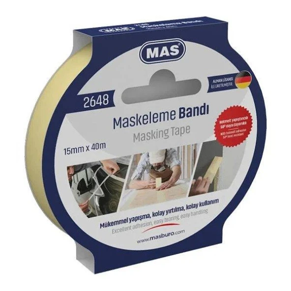 Mas Krepe Maskeleme Bantı 15 MM x 40 Metre Maskeleme Bandı ürün görseli 1