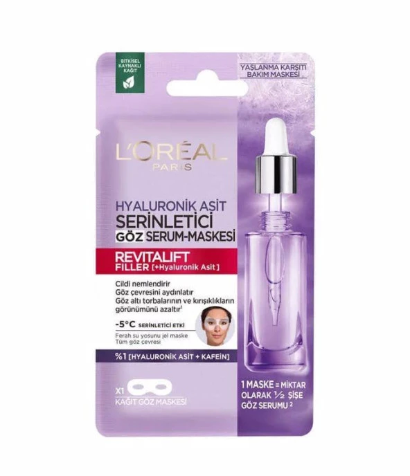 L’Oréal Paris Revitalift Filler Hyaluronik Asit Serinletici Kağıt Göz Serum Maskesi ürün görseli 1