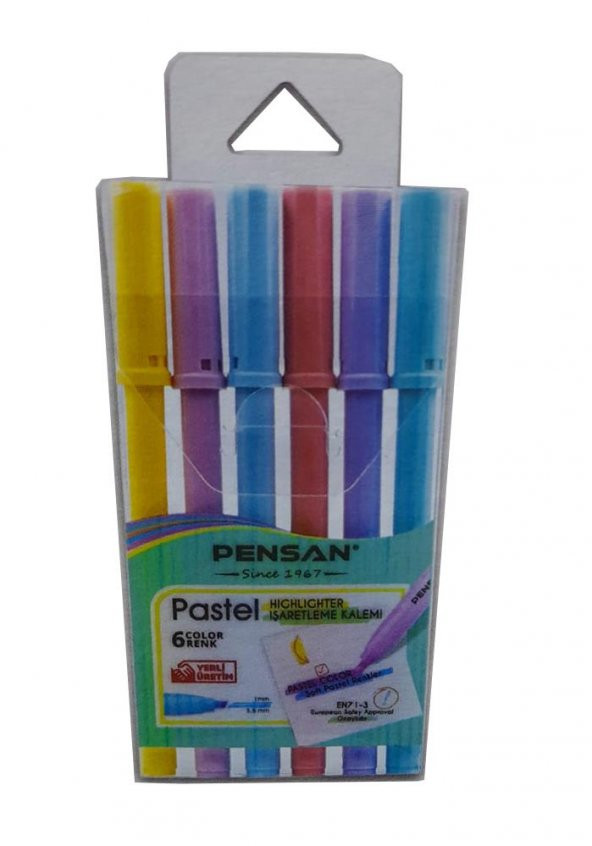 İşaret Kalemi Pastel Renkler Fosforlu Kalem 6 lı 1 Paket  5 mm Fosforlu Kalem Seti ürün görseli 1