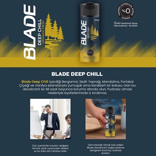 Blade Deep Chill Erkek Deodorant 150 ml - Resim 2