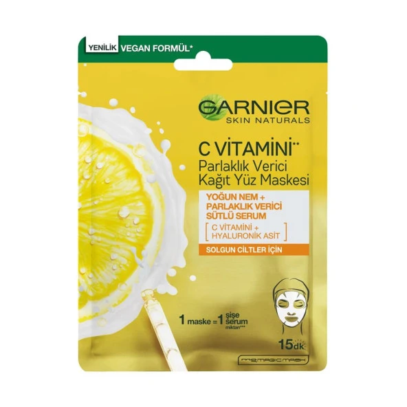 Garnier C Vitamini Parlaklık Verici Kağıt Yüz Maskesi 28 Gr ürün görseli 1