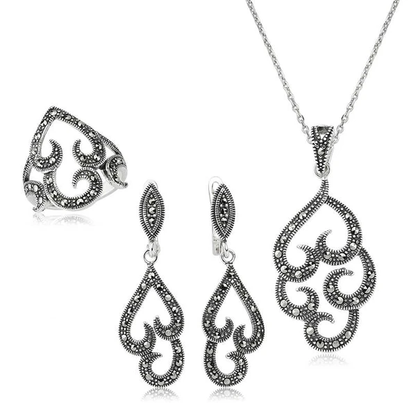 Gümüş Markazit Taşlı Bayan Set SL2250 - Resim 3