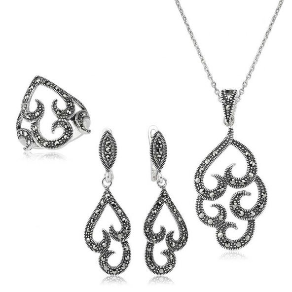 Gümüş Markazit Taşlı Bayan Set SL2250 ürün görseli 1