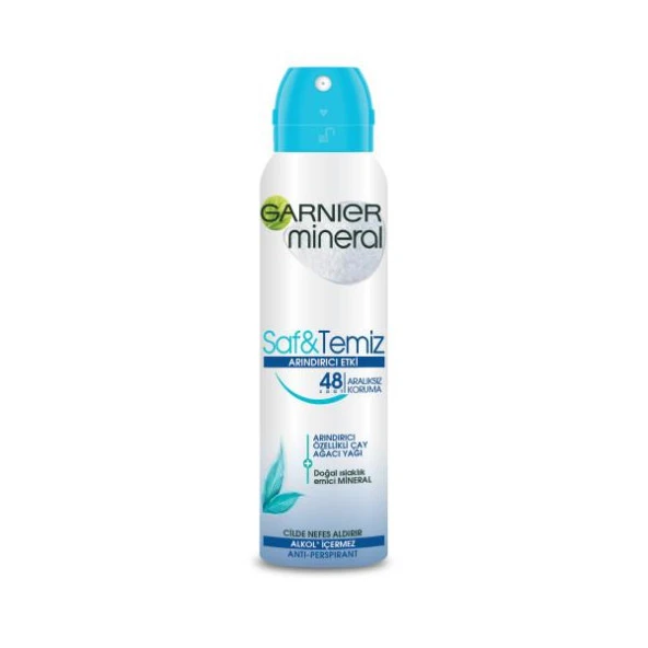 Garnier Mineral Saf Temiz Kadın Deodorant 150 ml ürün görseli 1