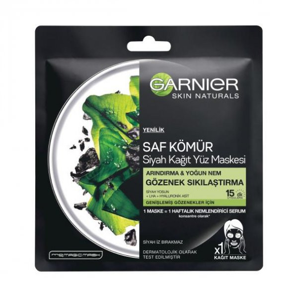 Garnier Saf Kömür Siyah Yosun Kağıt Gözenek Sıkılaştırıcı Yüz Maskesi ürün görseli 1